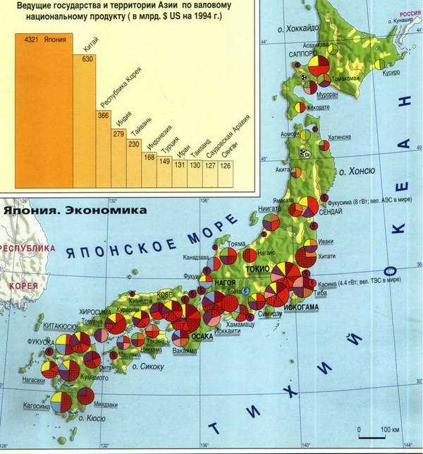 Япония экономическая карта