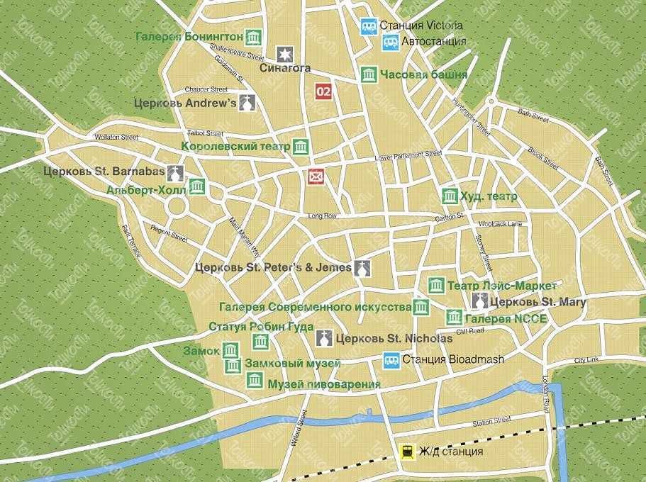 Подробная карта Остина на русском языке с отмеченными достопримечательностями города. Остин со спутника