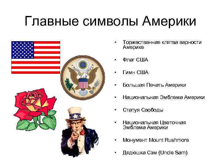 Текст американского ответа. Символы США.