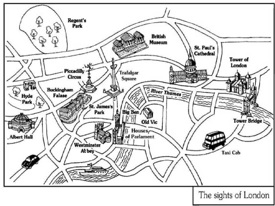 Карта лондона с достопримечательностями на английском