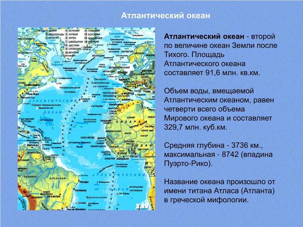 План географического положения океана атлантического океана